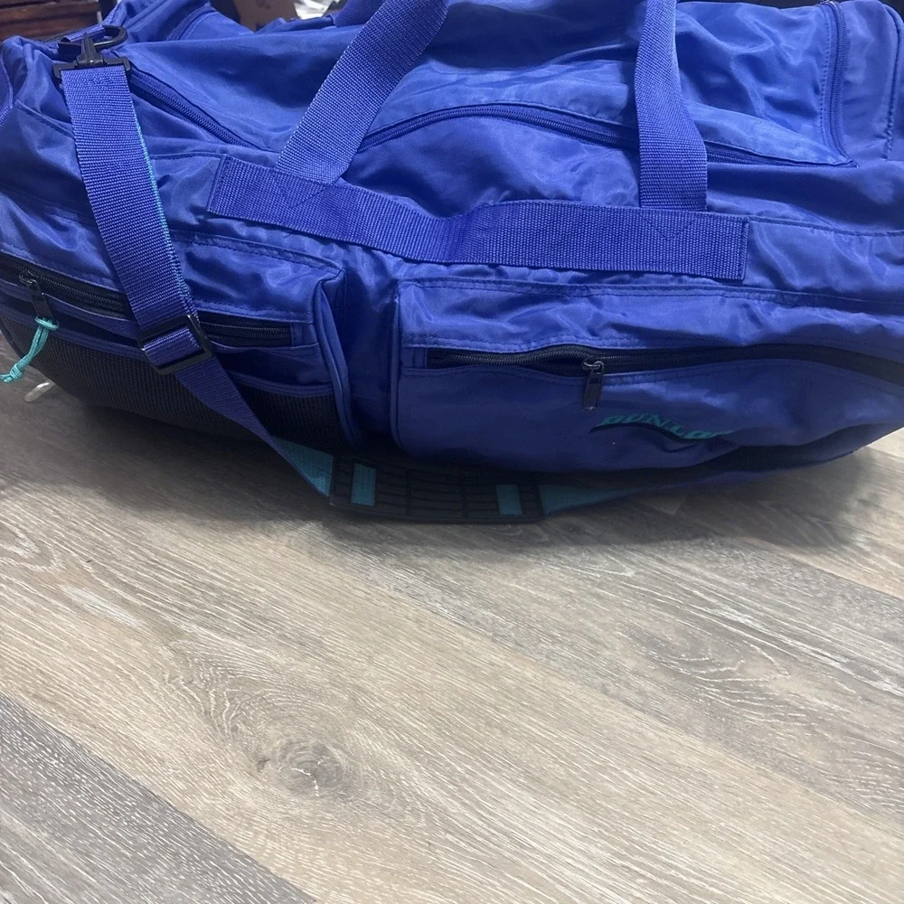 Vintage Dunlop Blue Large Duffel Bag Travel Gym Sports Shoulder Strap